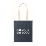 Tote bag en coton avec anses longues 140 g/m² couleur bleu marine vue avec zone d'impression