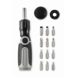 Tournevis à manche pliable avec 12 embouts différents couleur gris deuxième vue