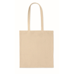 Sac shopping en velours côtelé polyester avec longues anses 220 g/m² couleur beige
