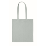 Sac shopping en velours côtelé polyester avec longues anses 220 g/m² couleur bleu ciel troisième vue