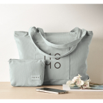 Grand sac en velours côtelé avec fermeture éclair 220 g/m² couleur bleu ciel vue d'ambiance principale