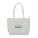 Grand sac en velours côtelé avec fermeture éclair 220 g/m² couleur bleu ciel vue avec zone d'impression