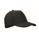 Casquette en velours côtelé 5 panneaux avec fermeture réglable 220 g/m² couleur noir