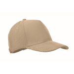 Casquette en velours côtelé 5 panneaux avec fermeture réglable 220 g/m² couleur beige