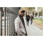 Casquette en velours côtelé 5 panneaux avec fermeture réglable 220 g/m² couleur beige deuxième vue d'ambiance