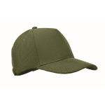Casquette en velours côtelé 5 panneaux avec fermeture réglable 220 g/m² couleur vert militaire