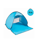 Tente de plage en polyester 190T légère avec crochets et housse couleur turquoise vue avec zone d'impression