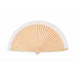 Éventail en bois type Schima Superba avec 34 tiges couleur blanc