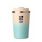 Gobelet en acier inoxydable anti-fuite avec couvercle 350 ml couleur bleu ciel vue avec zone d'impression
