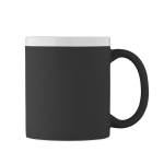 Tasse en céramique finition mate avec bord blanc 300 ml couleur noir deuxième vue