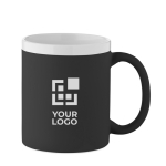 Tasse en céramique finition mate avec bord blanc 300 ml couleur noir vue avec zone d'impression