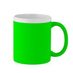 Tasse en céramique finition mate avec bord blanc 300 ml couleur vert fluorescent
