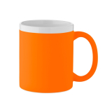 Tasse en céramique finition mate avec bord blanc 300 ml couleur orange fluorescent