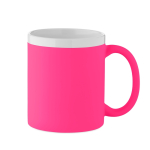 Tasse en céramique finition mate avec bord blanc 300 ml couleur fuchsia fluorescent