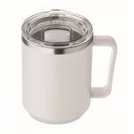 Gobelet à double paroi avec couvercle coulissant transparent 400 ml couleur blanc deuxième vue