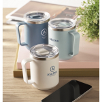 Gobelet à double paroi avec couvercle coulissant transparent 400 ml couleur blanc vue d'ambiance principale