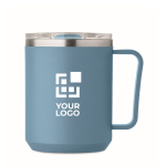 Gobelet à double paroi avec couvercle coulissant transparent 400 ml couleur noir mat vue avec zone d'impression