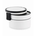 Lunch box ronde à deux étages de 250/700 ml avec poignées couleur blanc troisième vue