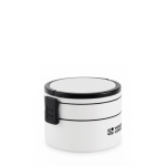 Lunch box ronde à deux étages de 250/700 ml avec poignées couleur blanc vue avec zone d'impression