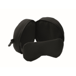 Oreiller de voyage 2 en 1 avec masque de sommeil intégré couleur noir