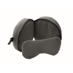Oreiller de voyage 2 en 1 avec masque de sommeil intégré couleur gris foncé