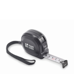 Mètre ruban en plastique recyclé avec ruban en acier 5M couleur noir vue avec zone d'impression