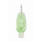Flacon rechargeable d’aloe vera avec mousqueton en aluminium 50 ml couleur vert transparent deuxième vue principale