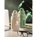 Gourde en verre borosilicaté avec housse en silicone 600ml couleur beige vue d'ambiance principale