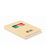 Set de dessin pour enfants avec papier kraft et 12 crayons de couleur couleur beige vue avec zone d'impression