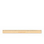 Règle en bois de pin 30 cm à double graduation couleur bois vue avec zone d'impression