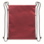 Sac à dos à cordons en RPET avec poche latérale et fermeture éclair couleur bordeaux troisième vue