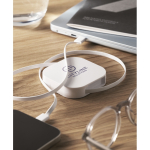 Câble Type-C rétractable pour données avec support téléphone couleur blanc vue d'ambiance principale