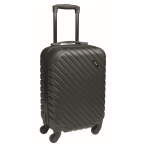 Trolley en plastique rigide avec compartiment principal et 4 roues couleur noir vue avec zone d'impression