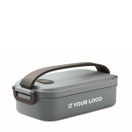 Boîte repas en plastique avec couvercle hermétique et clips 800 ml couleur noir mat vue avec zone d'impression