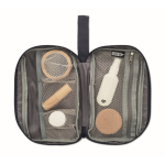 Trousse de toilette compacte en RPET 600D avec fermeture éclair couleur bleu marine quatrième vue