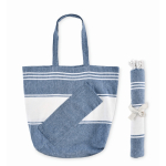 Set de serviette hammam et sac de plage 180 g/m² couleur bleu deuxième vue