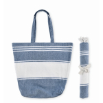 Set de serviette hammam et sac de plage 180 g/m² couleur bleu troisième vue