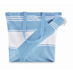 Set de serviette hammam et sac de plage 180 g/m² couleur turquoise