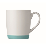 Tasse en céramique blanche mate avec base en silicone colorée 300ml couleur turquoise troisième vue
