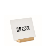 Plaque en aluminium sublimé avec base en bambou 12 x 15cm couleur bois vue avec zone d'impression