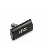 Étui pour désodorisant de voiture avec couvercle en aluminium et clip couleur noir vue avec zone d'impression