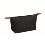 Trousse de toilette en polyester RPET et similicuir avec zip couleur noir