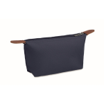 Trousse de toilette en polyester RPET et similicuir avec zip couleur bleu