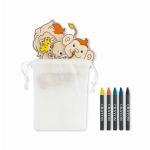 Set de peinture pour enfants avec suspensions en bois et crayons couleur blanc quatrième vue