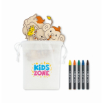 Set de peinture pour enfants avec suspensions en bois et crayons couleur blanc quatrième vue principale