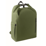 Sac à dos roll-top en RPET pour PC avec poche latérale élastique 15'' couleur vert militaire