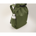 Sac à dos roll-top en RPET pour PC avec poche latérale élastique 15'' couleur vert militaire sixième vue photographique