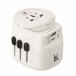 Adaptateur universel avec connecteurs USB-A et USB-C 20W couleur blanc deuxième vue principale