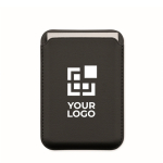 Porte-cartes magnétique en simili cuir PU pour 3 cartes couleur noir vue avec zone d'impression