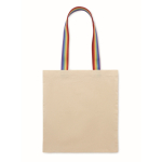 Sac tote bag en coton avec anses arc-en-ciel 180 g/m² couleur multicolore